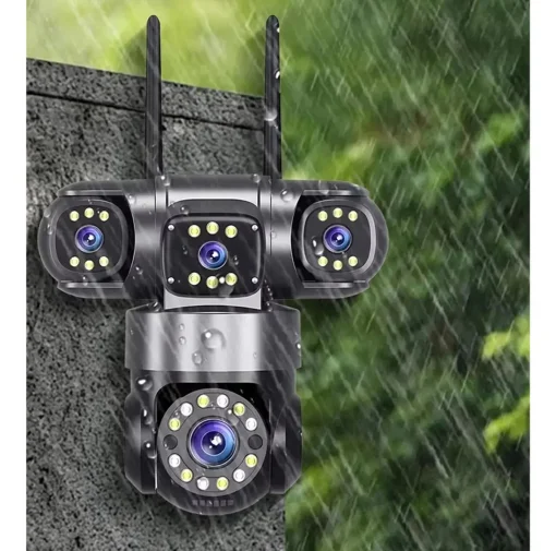 Cod. 422 C&aacute;mara Smart ENV Guardian Pro 6MP P/Exterior 360&deg; Triple Lente / Full Color 24/7 / Audio bidireccional / Detecci&oacute;n IA de Personas/movimientos / WiFi, RJ45 / Soporta microSD (hasta 128GB) / IP66