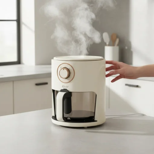 Cod. 1165 Freidora de aire ENV AF2202 / 4.5 Litros / Temp. hasta 200&deg;C / Control de Perilla / Cesta de fre&iacute;r de Vidrio Templado / 1200W / 110V