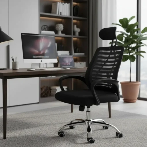 Cod. 1188 Silla de Oficina Ergon&oacute;mica / Apoya cabeza mesh / Espaldar de malla / Altura regulable / Rotaci&oacute;n 360&deg;