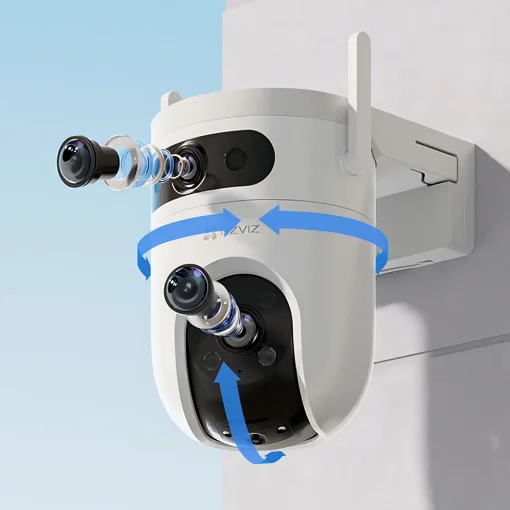 Cod. 389 Cámara Smart P/exterior EZVIZ H9c (R105) Dual 3K &amp; 3K 360° / Vista Nocturna Color 40 m / 2*modos patrulla / Detección humana/vehículo IA / Co-detección Segimiento automát. / Defensa activa (sirena + luz estroboscópica) / Audio bidireccional / Sop