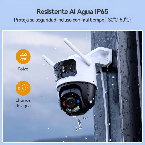 Cod. 401 Cámara Smart IMOU Cruiser Triple 11MP (2*fijas 3MP 160° + 5MP 360°) P/Exterior / Full Color 24/7 (30M) / IMOU SENSE™ / AIgo Play: persona/vehículo/ intrusiones y cruces de línea / Disuasión activa (luces roja, azul) / Audio bidireccional / Soport