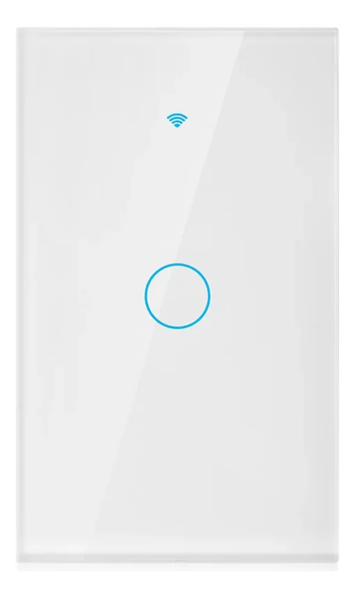 Cod. 888 Interruptor de pared Smart WIFI WHC05 WH / 1 botón táctil / No requiere Neutro / Control por APP / compatible con Alexa, Google Home / Dim.: 120*72*7mm / blanco