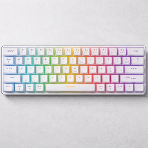 Cod. 301 Teclado Mec&aacute;nico ACER NITRO OKR252 SP WT / Tri-modo: (Wireless 2.4G + BT &amp; cableado) / Switch Rojo / Iluminaci&oacute;n RGB (modos Din&aacute;micos) / Bat. 2000 mAh / 68 teclas, Espa&ntilde;ol