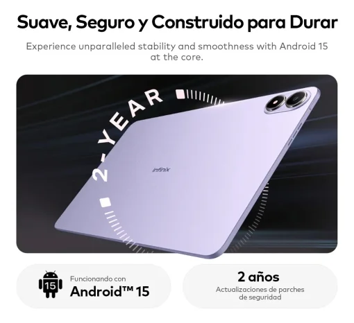 Cod. 153 Tablet Infinix XPAD 20 - 4G LTE / Helio G88 / 11" FHD+ (1200*1920) 90Hz / 8GB RAM, 256GB Alm. Exp. MicroSD (hasta 1TB) / Android 15 / Wi-Fi 5, BT 5.2 / Cam. post. 8MP, front. 5MP / Bat. 7000 mAh / Stellar Grey / Incluye: Case protector