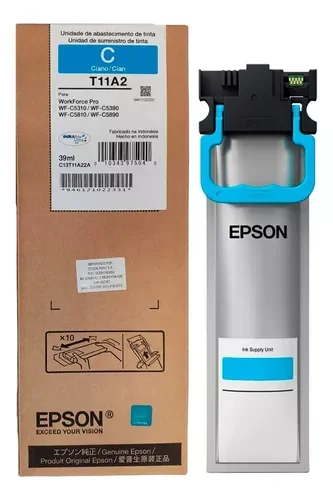 Cod. 089 Tinta Epson T11A2 Cian Alta capacidad / 39ML / Compatible: WorkForce Pro WF-C5810 / WF-C5310 / WF-C5390 / WF-C5890