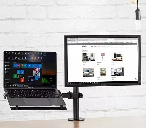 Cod. S:846 Soporte de escritorio para laptop y pantalla hasta 32&quot; / rotacion / Ajustable en mesa