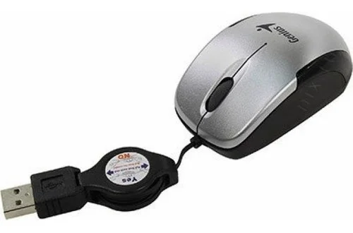 Cod. 137 Mouse Mini Genius Retráctil Micro Traveler V2 / USB 2.0 / 1200DPI / Plata