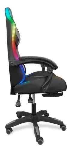 Cod. 1206 Silla Gamer Potenzza RGB Black/Grey / Iluminaci&oacute;n RGB / Almohada cabeza y zona lumbar / reclinable 120&ordm; / Rotaci&oacute;n 360&deg; / Reposapi&eacute;s retr&aacute;ctil