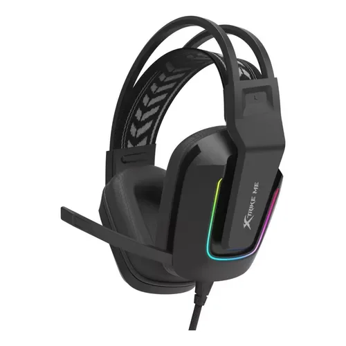 Cod. 088 Headphone Stereo Gaming XTRIKE ME GH-712BK / Micrófono / luces RGB / 1*jack 3.5mm + adaptador a 2*jack, USB(LuzLED) / Compatible con PS4, PS5, Xbox One, PC / Cable trenzado 2.0m