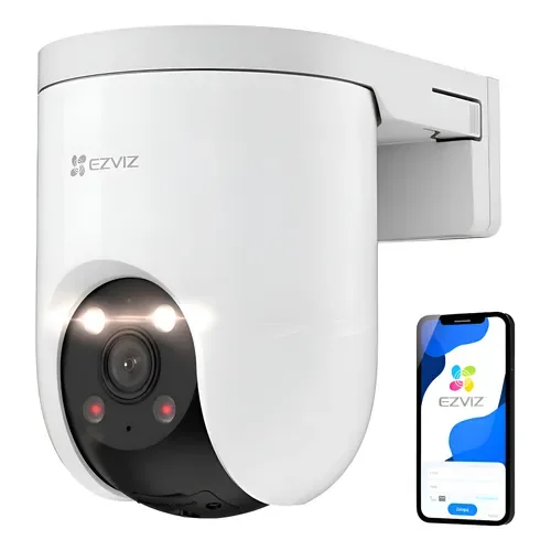 Cod. 395 Cámara Smart p/exterior 360° Wi-Fi EZVIZ H8c Pro 4K (8MP) / Visión nocturna a color / IR (hasta 30mt.) / Detección Personas/Vehículos IA / Seg. Zoom automát. / Defensa activa / Audio bidireccional / IP66 / Soporta microSD (hasta 512GB) / compatib