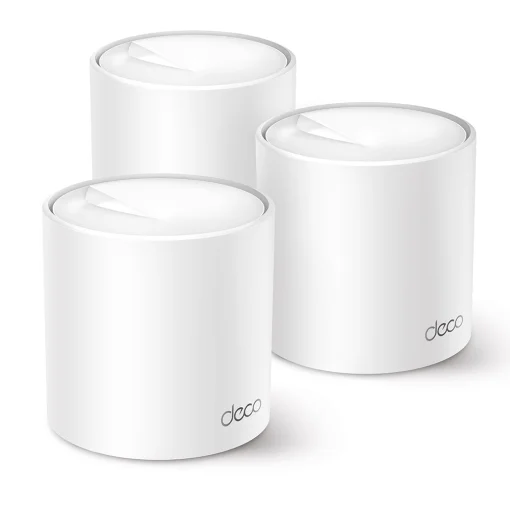 Cod. D:095 Sistema de Red Wi-Fi 6 Mesh con AI TP-LINK DECO X50 (3-Pack) / AX3000 velocidades de up 3.0 Gbps / 4*Flujos, Menos Lag. / tecnología OFDMA y MU-MIMO (2x2) / Conecta más de 150 dispositivos y cubre hasta 6,500 pies cuadrados)