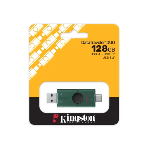 Cod. 260 Flash Memory Kingston DataTraveler&reg; Duo 128GB / USB-A y USB-C (3.2 Gen1) / dise&ntilde;o de tap&oacute;n deslizante