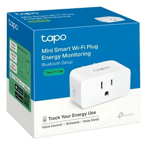 Cod. I:1099 Mini Enchufe Smart TP-Link Tapo P110M / Wi-Fi, BT / Medidor Consumo, ON/OFF Programable / temporizador / 15 A, 1800 W / Compatible: matter, Apple Home, Alexa, Google Home