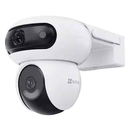 Cod. 747 Cámara Smart ext. EZVIZ H90 Dual (2K+ &amp; 2K+) / lentes Rotaciones duales / Control un toque / Vista Nocturna Color (40m)/ 2*modos patrulla / Detección humana/vehículo IA / Co-detección Seg. automát. / Defensa activa / Audio bidireccional / spt. Mi