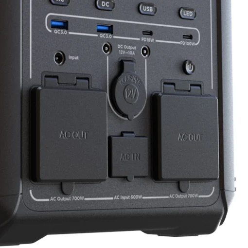 Cod. 211 Estación de energía portátil FORZA Titan FPP-T700 / batería LiMnFePO4 551.25 Wh / 700 W (AC 110V*2, USB-A QC/3.0*2, USB-C 18W*1, USB-C PD 100W*1, DC 12V*2, DC CAR 12V/10A*1) / 3000 ciclos al 80%+ / carga rápida 1.5 Hr.