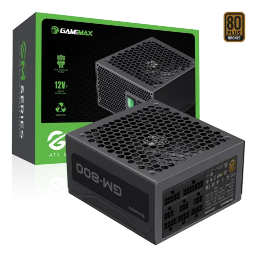 Cod.151 Fuente de Poder GAMEMAX GM-800 BK Modular / Alta eficiencia 80 Plus Bronzie / 800 Watts / 14 CM Ventilador Bajo Ruido/ ATX /PC