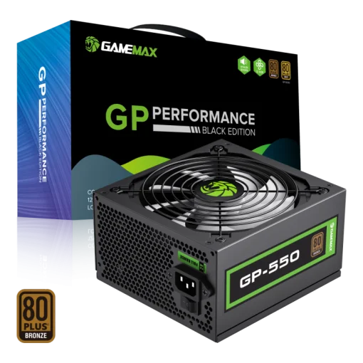 Cod. 147 Fuente de Poder GAMEMAX GP-550 / Alta eficiencia 80 Plus Bronze / 550 Watts / 14CM Ventilador Bajo Ruido/ ATX /PC
