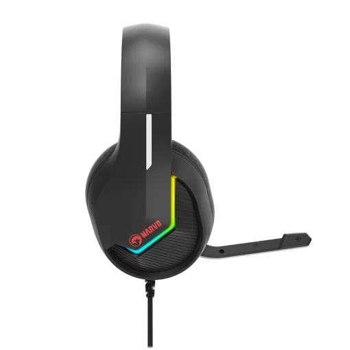 Cod. M:102 Headphone MARVO Tactic 40 BLack (H8618) / Mic. omnidireccional / RGB est&aacute;tica / control en cable (vol. y mic.) /&nbsp;&nbsp;Cable USB trenzado 2.0 m