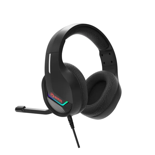 Cod. M:102 Headphone MARVO Tactic 40 BLack (H8618) / Mic. omnidireccional / RGB est&aacute;tica / control en cable (vol. y mic.) /&nbsp;&nbsp;Cable USB trenzado 2.0 m