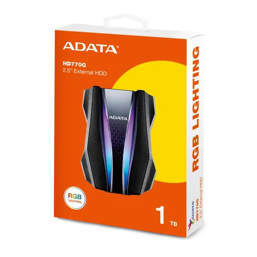 Cod. 537 Disco Duro Externo ADATA HD770G 1TB / USB 3.2 / &nbsp; 2*tiras RGB&nbsp; / Mac OS/Linux/Windows / a prueba de agua, polvo e impermeabilidad / IP68, Antigolpe (MIL-STD-810G)
