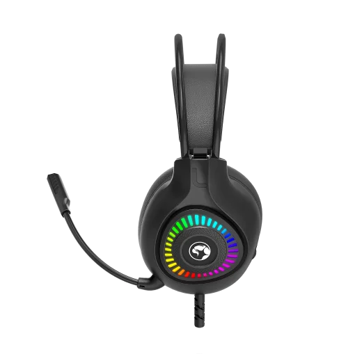 Cod. 090 Headphone Stereo MARVO H8325 Negro / Micrófono omnidireccional / RGB estática / 1*jack 3.5mm + adaptador 2*jack (Compatible: PS4/PS5/XBOX ONE/PC/Móvil), USB(iluminación) / Cable 2.0 m