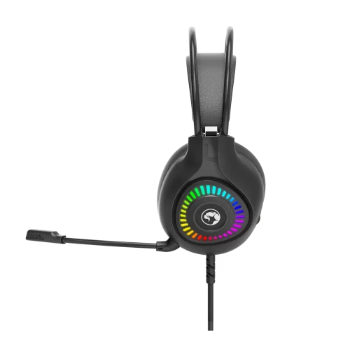 Cod. 090 Headphone Stereo MARVO H8325 Negro / Micrófono omnidireccional / RGB estática / 1*jack 3.5mm + adaptador 2*jack (Compatible: PS4/PS5/XBOX ONE/PC/Móvil), USB(iluminación) / Cable 2.0 m