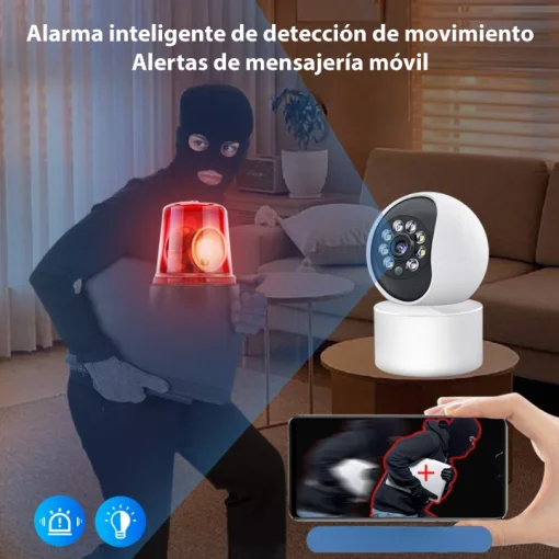 Cod. A:313 Cámara Smart Wi-Fi, 360° P/Interior Y610A Full HD 1080p / lente 3MP / LEDs + infrarrojos / Detección de movimiento humano / Audio bidireccional / Comptible micro SD hasta 128GB