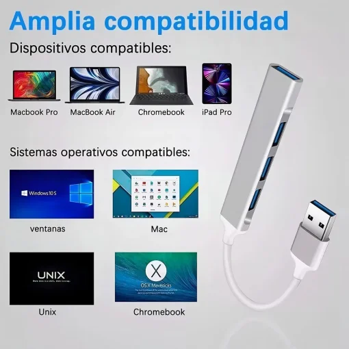 Cod. 376 Hub 4en1 USB 3.0 a 4*Puertos USB 3.0 / plug &amp; Play