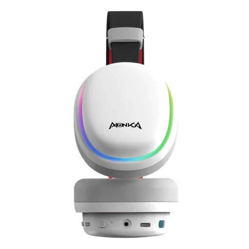 Cod. K:100 Headphone Monka Echo HG9069W Wireless 2.4G &amp; Bluetooth 5, Cableado AUX3.5mm / Iluminación RGB (estatica) / Micrófono omnidireccional extraíble /  Batería: 1000mAh / Compatible: PC, Android, Mac OS,IOS,PS4,PS5,XBOX ONE