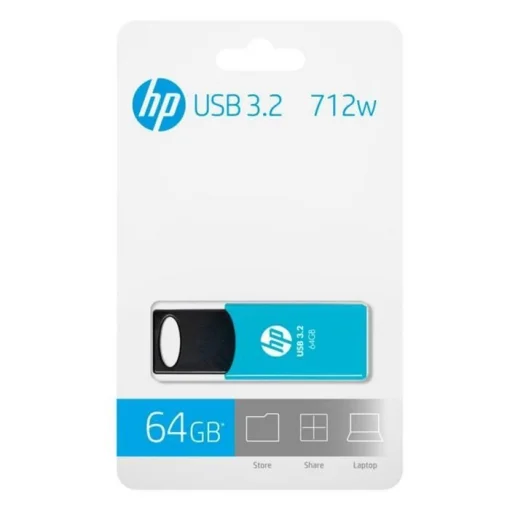 Cod. A:265  Flash Memory HP 712w 64GB / USB-A (3.2 Gen1) / Deslizable / Light Blue (70&nbsp;MB/s)