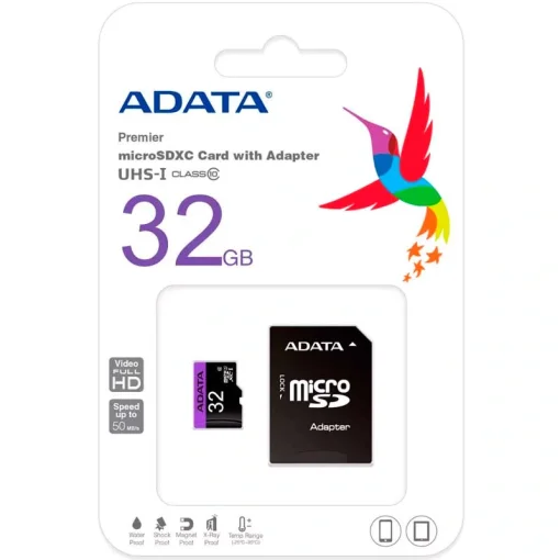 Cod. 141 Memoria Micro SD ADATA Premier / 32GB /UHS-I Clase 10 / 2en1 / 80MB/s