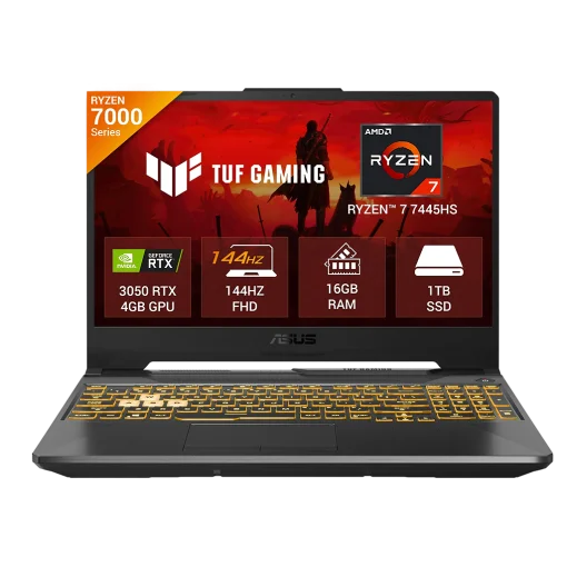 Cod. 1788 ASUS TUF Gaming A15 FA506NCG / AMD Ryzen&trade; 7 7445HS, 3.2 GHz (22 MB cach&eacute;, hasta 4,7 GHz) / 16GB DDR5 / 1&nbsp;TB SSD&nbsp;NVMe / NVIDIA&reg; GeForce RTX&trade; 3050, 4 GB GDDR6&nbsp;/ 15.6" FHD 144Hz, IPS, Adaptive-Sync / Sin Sistema (OS) / Teclado Retroiluminado RGB Es