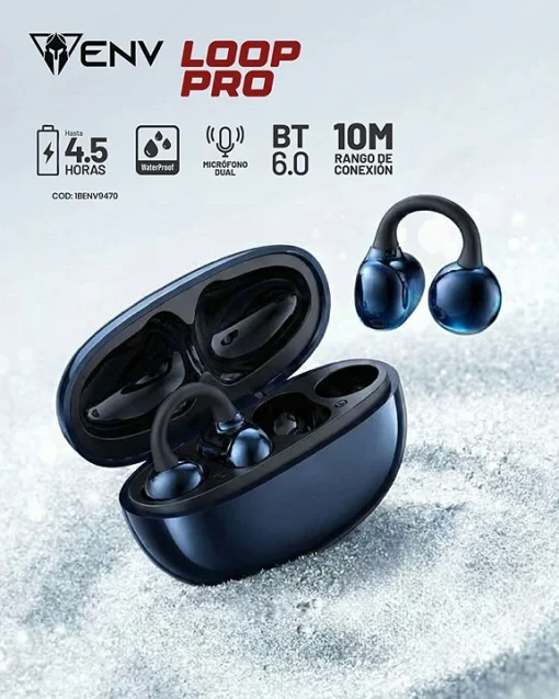 Cod. 149 Aud&iacute;fonos ENV Loop Pro / Bluetooth&reg;&nbsp;6.0&nbsp;/ Ear-Clip / Micr&oacute;fono Dual / Bat. 300mAh / USB-C / IPX4