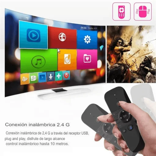 Cod. 1074 Control remoto por voz Air Mouse M8 / Mini teclado / IR/RF 2.4GHz / Bat. integrada / Compatible: Smart TV, Android TV, PC