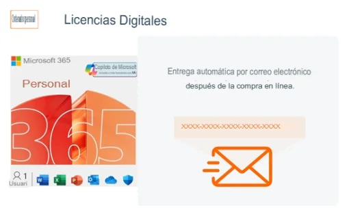 Cod. 080 OFFICE 365 Personal (Digital) / 1 Persona (Suscripci&oacute;n 12 meses) / hasta 5 dispositivos / compatible: PC, Mac, Iphone y android / 1TB Alm. nube OneDrive