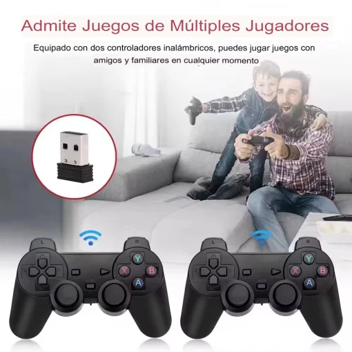 Cod. 077 Consola de video juegos GAMESTICK X2 / Interfaz HDMI / Incluye + de 40.000 Juegos clásicos (128GB) / 2*Controles inalámbricos 2.4GHz