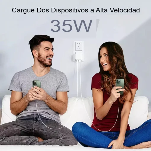 Cod. 269 Cargador Pavareal W116 Dual PD 35W (Carga r&aacute;pida simult&aacute;nea) / 2*Puertos USB-C 5V/3A / Compatible con MAC BOOK