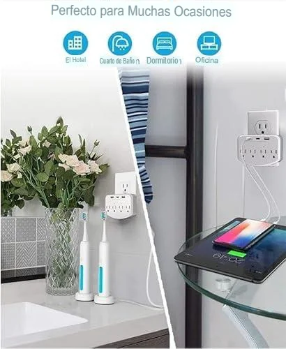 Cod. 413 Mini C&aacute;maras Kestanlora Full HD 1080p Wi-Fi / Formato en toma de pared / Det. Movimiento / Soporta: Micro SD / control con APP / 4*Enchufes CA + 2*USB-A + 1*USB-C (PD) 30W