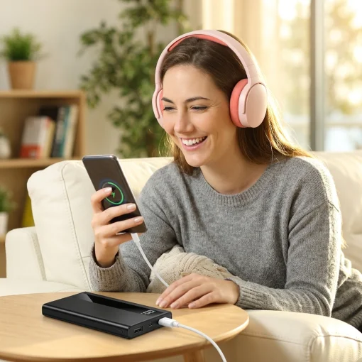 Cod. 150  Kit ENV Power Sound (Pink) / Aud&iacute;fonos Bluetooth&reg; headset + Power Bank 10.000mAh, Carga r&aacute;pida (22.5W) 2*USB-A &amp; 1*USB-C