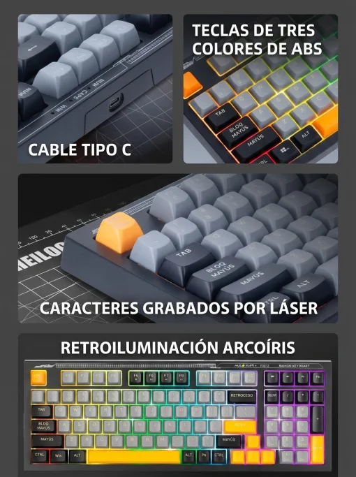 Cod. 286 Teclado Marvo Soldat S50B (K638B) / Silencioso / Retroiluminado vibrante mixtos / FN Multimedia / anti-ghosting 19 teclas / 98 teclas Espa&ntilde;ol
