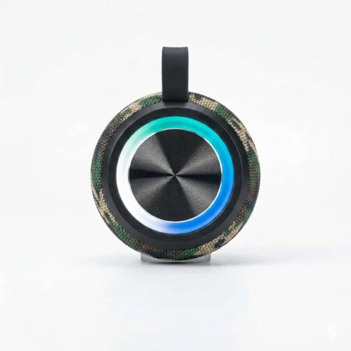 Cod. 258 Parlante Bluetooth 5.0 HS-099C / Sonido 360&deg; / 5W / LED-RGB / Radio FM / Lector USB y MicroSD / Bat. Recargable 1200mAh - Camuflaje