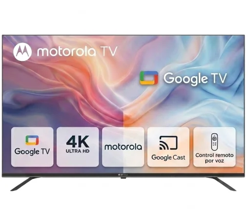 Cod. 144 Smart TV Motorola 65" LED 4K Ultra HD 65MNUHD / Google TV / HDR / Wi-FI 5 &amp; Bluetooth / Google Cast / Dise&ntilde;o Sin Bodes (Bisel Met&aacute;lico) /&nbsp; Control remoto por voz