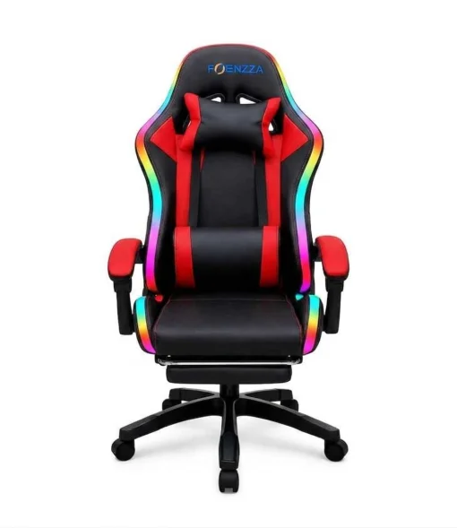 Cod. 1180 Silla Gamer Potenzza RGB Black/Red / Iluminaci&oacute;n RGB / Almohada cabeza y zona lumbar / reclinable 120&ordm; / Rotaci&oacute;n 360&deg; / Reposapi&eacute;s retr&aacute;ctil