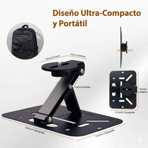 Cod. 1185 Soporte P/Proyector 3en1 (escritorio, pared, techo) con rosca 6,35mm (1/4") / Max. 5kg (11lbs)/ plegable / ajuste de 180&deg; / Metal
