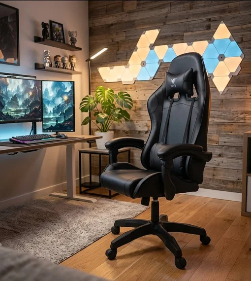 Cod. 1170 Silla Gamer ENV Olympus Black / Almohada cabeza y zona lumbar / Rotaci&oacute;n 360&deg; / Respaldo reclinable 180&ordm;