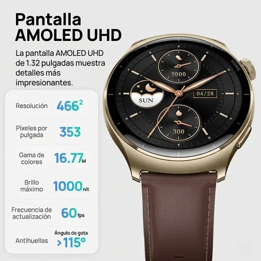 Cod. 1199 SmartWatch Mibro Lite 3 Pro (Green) / GPS / AMOLED UHD 1.32" 60FPS / LLamadas BT V5.3 / Monitoreo de Salud 24/7: (ritmo card&iacute;aco, SpO2, estr&eacute;s y sue&ntilde;o) / Resistente al agua hasta 50 m (5ATM) / Bat. 350mAh (14 d&iacute;as) / 150+ modos deportivos