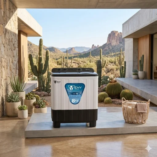 Cod. 133 Lavadora Semiautom&aacute;tica ENV Tech 8KG / doble tina / 2 Ciclos de lavado / Filtro atrapa pelusas / 110V, 510W