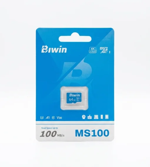 Cod. 317 Micro SD Biwin MS100 64GB&nbsp;/ Clase10, UHS-I, U3, V30, A1 / Up to 100MB/s / P/Drones, Videojuegos, C&aacute;maras Video grabaci&oacute;n 4K UHD