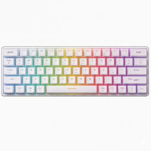 Cod. 301 Teclado Mec&aacute;nico ACER NITRO OKR252 SP WT / Tri-modo: (Wireless 2.4G + BT &amp; cableado) / Switch Rojo / Iluminaci&oacute;n RGB (modos Din&aacute;micos) / Bat. 2000 mAh / 68 teclas, Espa&ntilde;ol