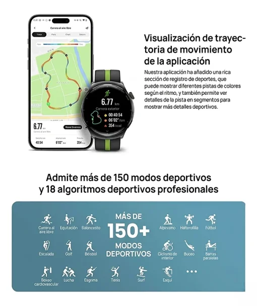 Cod. 1199 SmartWatch Mibro Lite 3 Pro (Green) / GPS / AMOLED UHD 1.32" 60FPS / LLamadas BT V5.3 / Monitoreo de Salud 24/7: (ritmo card&iacute;aco, SpO2, estr&eacute;s y sue&ntilde;o) / Resistente al agua hasta 50 m (5ATM) / Bat. 350mAh (14 d&iacute;as) / 150+ modos deportivos